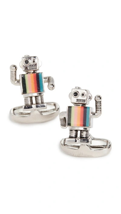 Shop Paul Smith Robot Cufflinks In Silver Multi