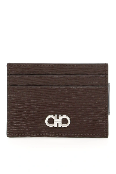 Shop Ferragamo Gancini Clip Cardholder In Tabacco (brown)