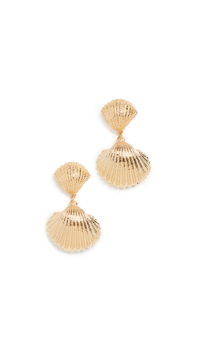 Shop Aurelie Bidermann Shell Earrings In Gold