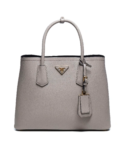 Shop Prada Tote In Argilla Nero