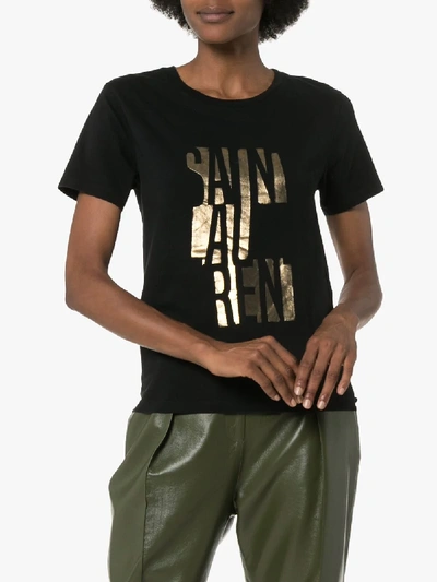 Shop Saint Laurent Logo Print T-shirt In Black