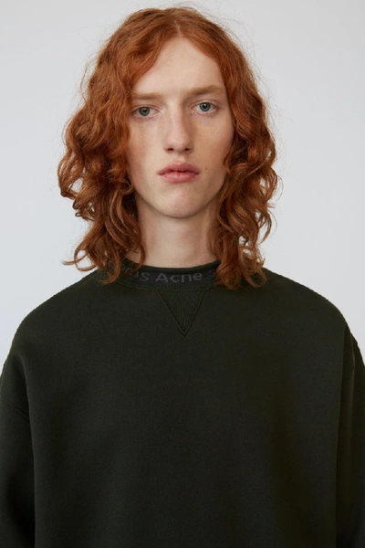 Shop Acne Studios Flogho Deep Green In Logo Crewneck Sweatshirt