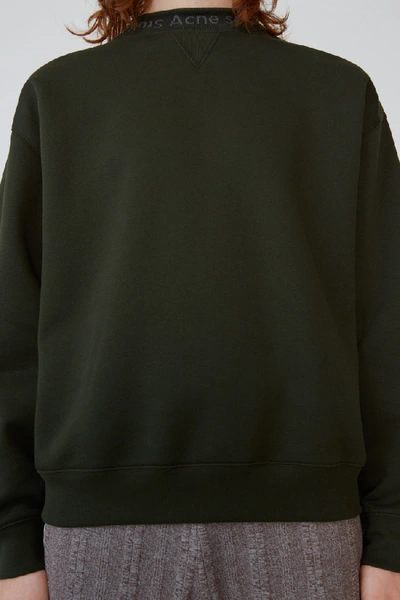 Shop Acne Studios Flogho Deep Green In Logo Crewneck Sweatshirt