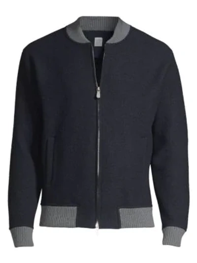 Shop Eleventy Modern-fit Virgin Wool Bomber Jacket In Royal