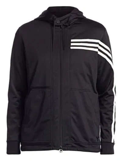 Shop Y-3 Tri-stripe Hooded Track Jacket In Black
