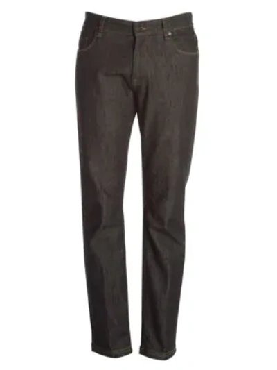 Shop Fendi Mania Straight-leg Jeans In Dark Wash