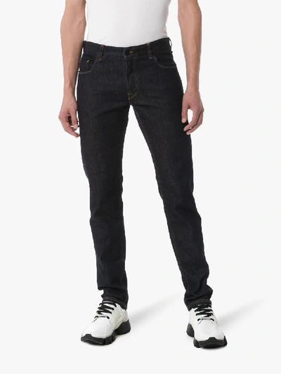 Fendi Schmale Jeans Mit Logo-tasche In Blue
