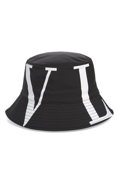 Shop Valentino Vltn Bucket Hat In Black/ White