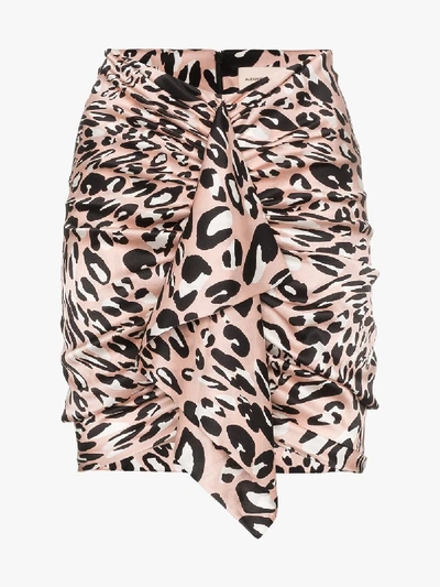 Shop Alexandre Vauthier Leopard Print Draped Mini Skirt In Neutrals