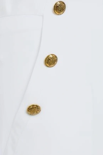 Shop Lanvin Woman Button-embellished Grain De Poudre Wool-blend Culottes Ivory
