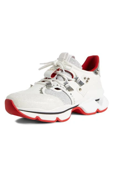 Shop Christian Louboutin Red Runner Sneaker In White