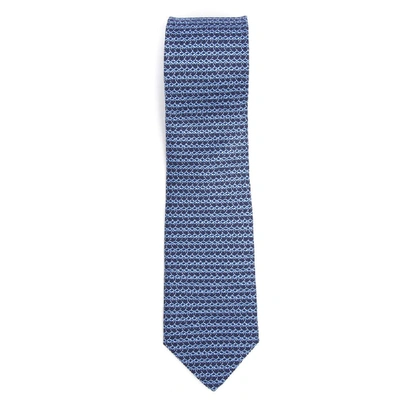 Shop Ferragamo Navy Silk Print Tie In Navy/azul