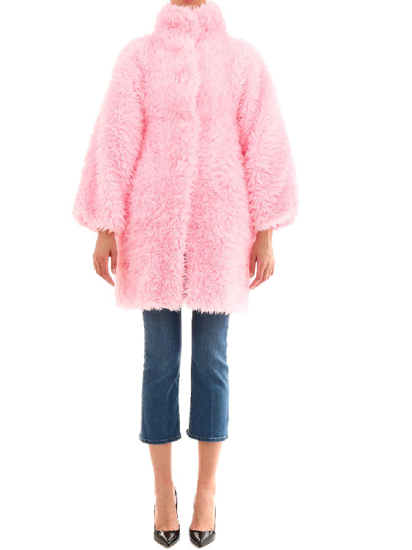balenciaga pink fur coat
