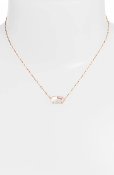 Shop Kendra Scott Ever Pendant Necklace In Blush Dichroic Glass/rose Gold