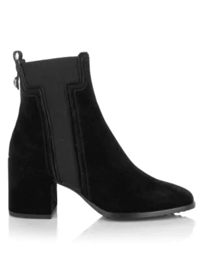 Shop Tod's Elastic T Suede Chelsea Boots In Black
