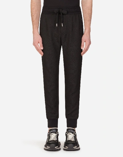 Shop Dolce & Gabbana Stretch Jacquard Jogging Pants In Black