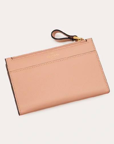 Shop Valentino Garavani Vlogo Signature Calfskin Cardholder In Rose Cannelle