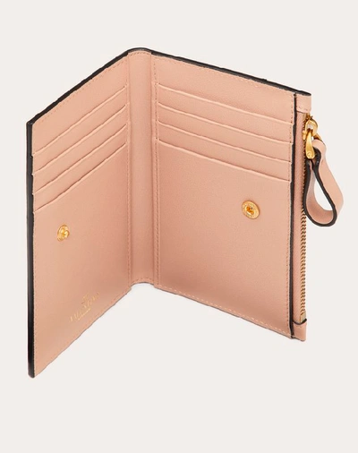 Shop Valentino Garavani Vlogo Signature Calfskin Cardholder In Rose Cannelle