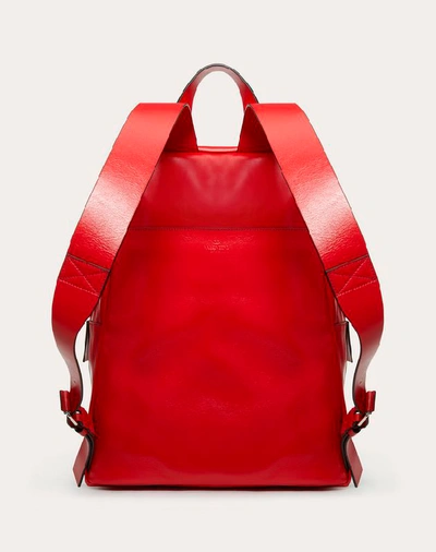 Shop Valentino Garavani Uomo Vring Smooth Calfskin Backpack In Pure Red