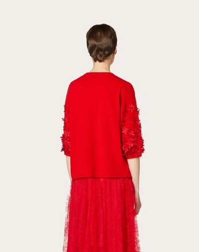 Shop Valentino Embroidered Cashmere Wool Sweater In Red