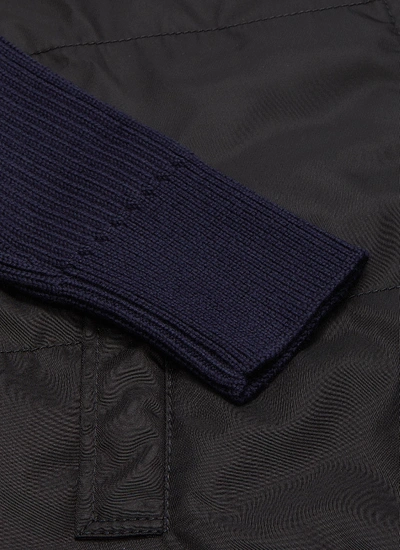 Shop Prada Quilted Zip Panel Patchwork Rib Knit Cardigan
