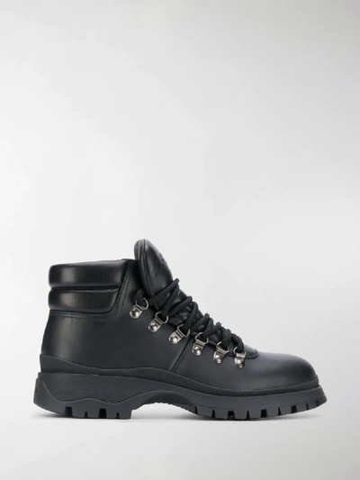 Shop Prada Lace-up Trekking Boots In Black