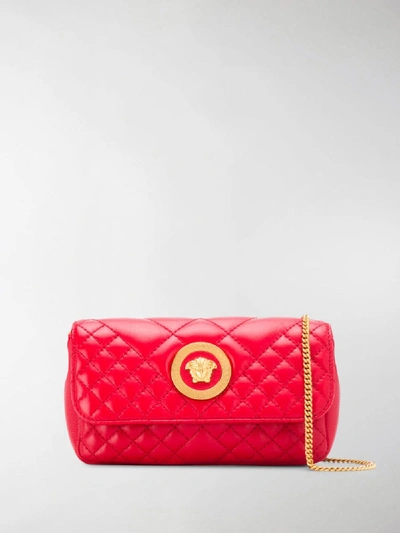 Shop Versace Medusa Head Quilted Bag In Red
