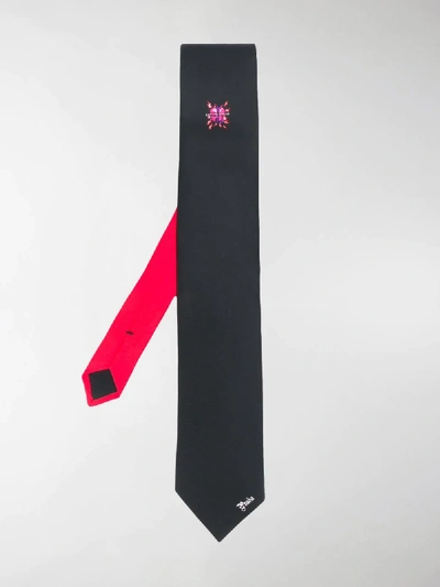 Shop Prada Printed Heart Tie In F0029 Fuxia