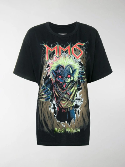 Shop Mm6 Maison Margiela Zombie Cat Print T-shirt In Black
