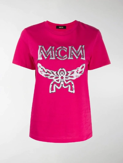 Shop Mcm Logo Print T-shirt In Pink