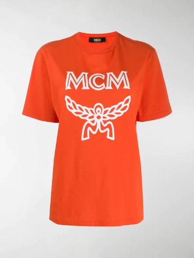 Shop Mcm Logo Print T-shirt In Orange