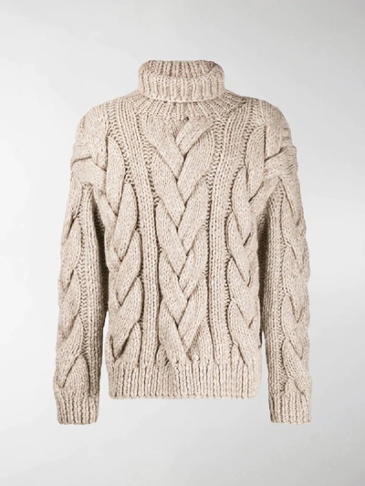 Shop Dsquared2 Chunky Cable Knit Sweater In Brown