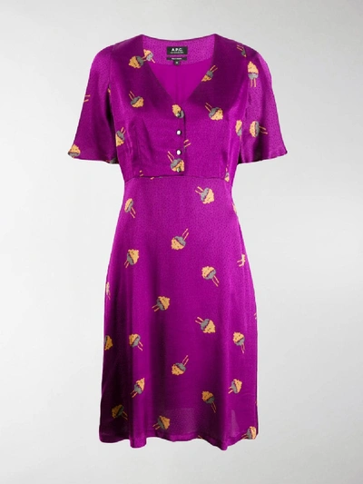 Shop Apc Lavinia Dress In Purple