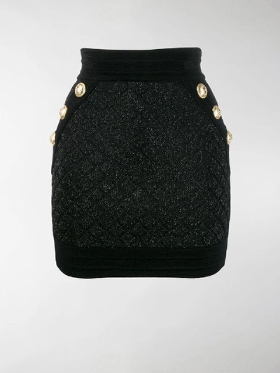 Shop Balmain Iridescent Mini Skirt In Black