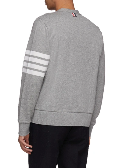 Shop Thom Browne Stripe Sleeve French Terry Cardigan In Grey