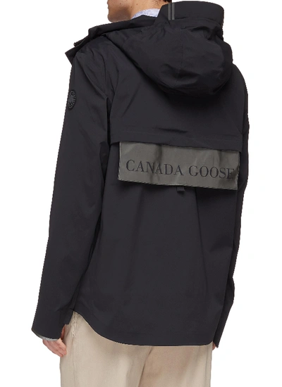Shop Canada Goose 'meaford' Packable Hooded Windbreaker Jacket In Black