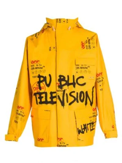 Shop Off-white Gore-tex Public Television Ski Jacket In Yellow Multi