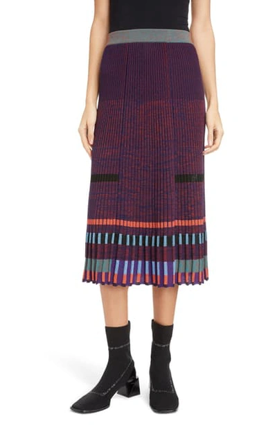 Shop Kenzo Colorblock Knit Midi Skirt In Bordeaux