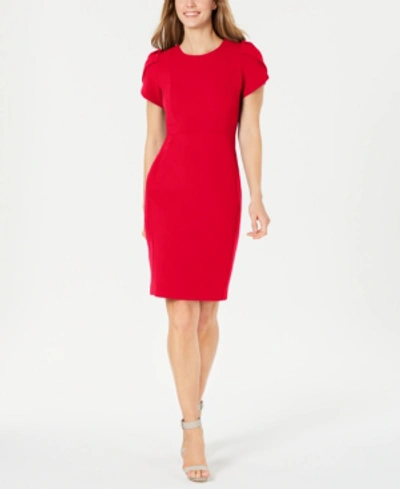 Calvin Klein Tulip-sleeve Sheath Dress, Regular & Petite Sizes In Red |  ModeSens