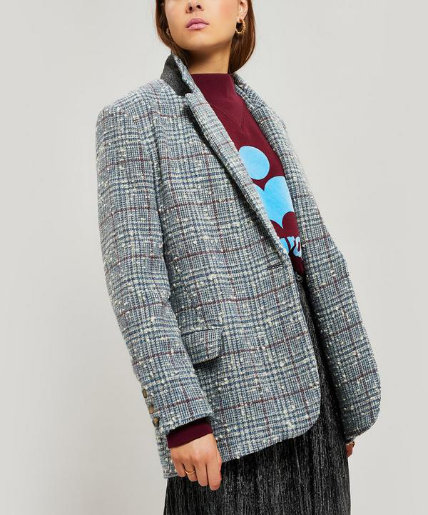 Etoile Isabel Marant Korix Check Wool-blend Blazer In Grey | ModeSens