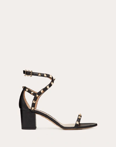 Shop Valentino Garavani Rockstud Grainy Calfskin Sandal 60 Mm In Black