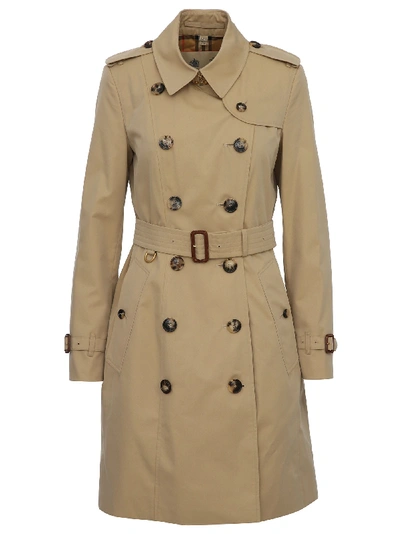 Shop Burberry Trench In Honey