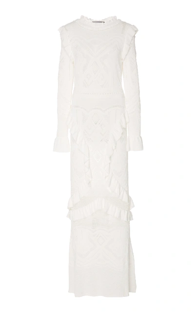Shop Alexis Ceecee Pointelle-knit Gown In White