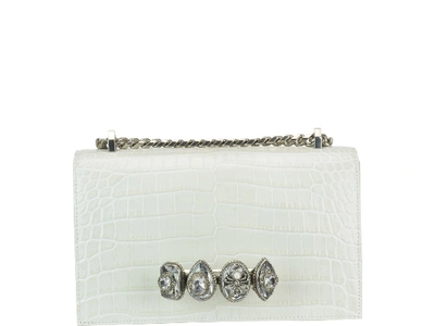 Shop Alexander Mcqueen Jewelled Satchel Spider Bag In White