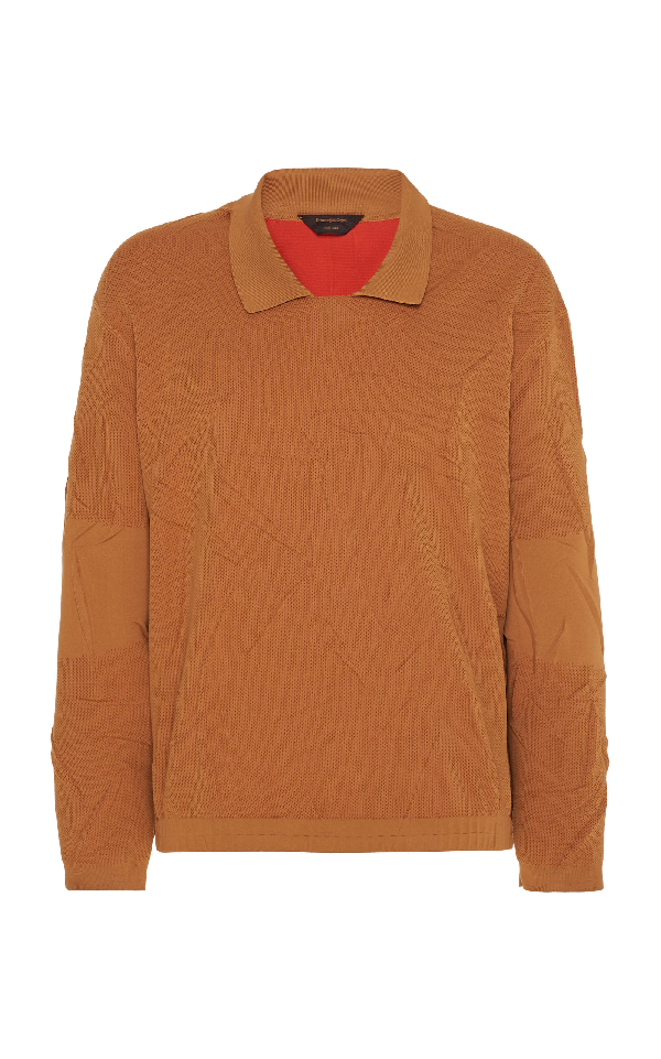 Ermenegildo Zegna Piquet Knitted Polo In Brown | ModeSens