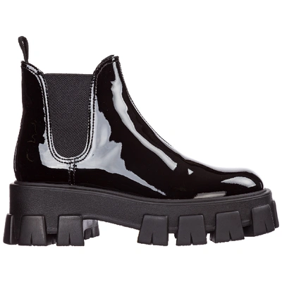 Shop Prada Women's Leather Heel Ankle Boots Booties In Black
