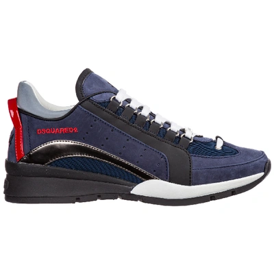 Shop Dsquared2 Men's Shoes Leather Trainers Sneakers 551 In Blue