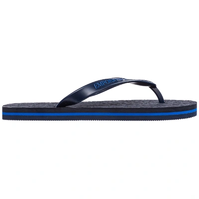 Shop Emporio Armani Men's Rubber Flip Flops Sandals In Blue