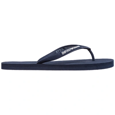 Shop Emporio Armani Men's Rubber Flip Flops Sandals In Blue
