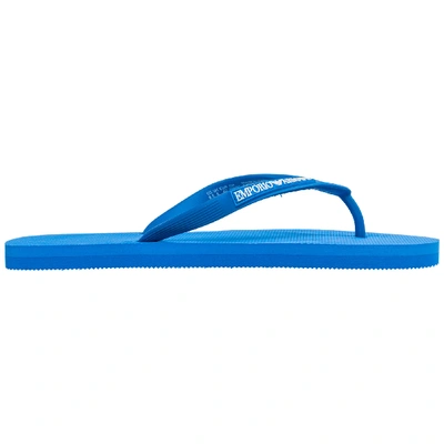 Shop Emporio Armani Men's Rubber Flip Flops Sandals In Blue
